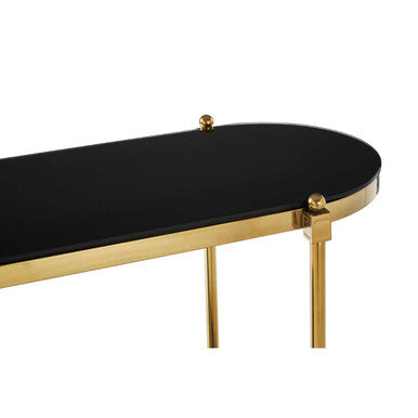 Orsina Arezzo 2-Tier Console Table | Gold & Black Tempered Glass
