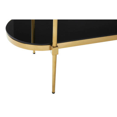 Orsina Arezzo 2-Tier Console Table | Gold & Black Tempered Glass