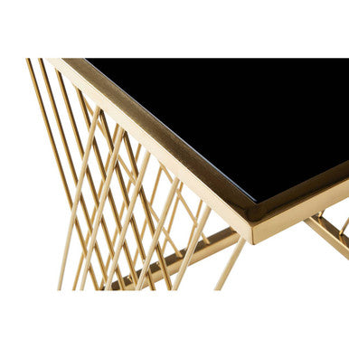 Orsina Arezzo Nesting Tables – Set of 3 Gold & Black Glass Side Tables