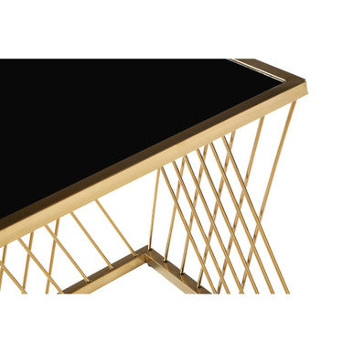Orsina Arezzo Nesting Tables – Set of 3 Gold & Black Glass Side Tables