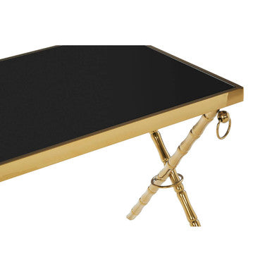 Orsina Arezzo Nesting Tables - Set of 2 Gold & Black Glass Side Tables