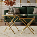 Orsina Arezzo Nesting Tables - Set of 2 Gold & Black Glass Side Tables