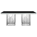 Orsina Eliza Dining Table | Black Tempered Glass & Silver Steel Frame