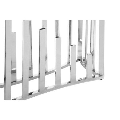 Orsina Eliza Black Glass Console Table – Silver Steel Frame