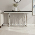 Orsina Eliza Black Glass Console Table – Silver Steel Frame