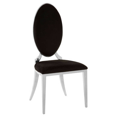 Orsina Eliza Black Velvet Dining Chair | Silver Oval Frame Seating