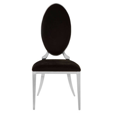 Orsina Eliza Black Velvet Dining Chair | Silver Oval Frame Seating