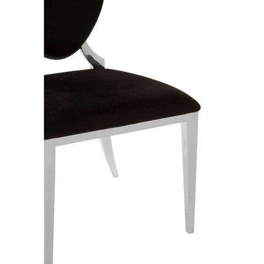 Orsina Eliza Black Velvet Dining Chair | Silver Oval Frame Seating