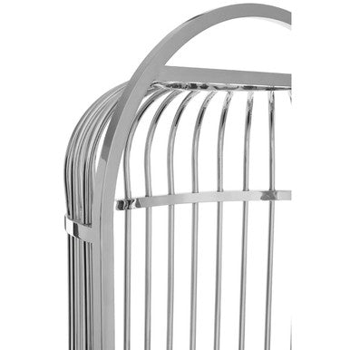 Orsina Eliza Dome Cage Chair – Silver Finish with Black Faux Leather