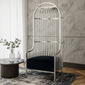 Orsina Eliza Dome Cage Chair – Silver Finish with Black Faux Leather