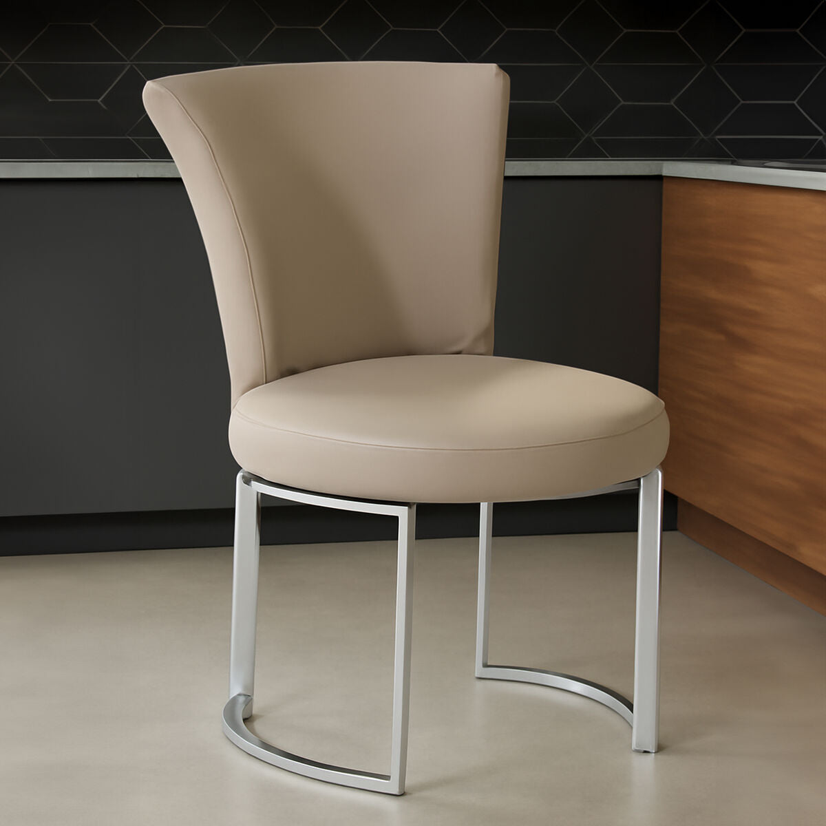 Orsina Eliza Grey Faux Leather Dining Chair – Modern Stainless Steel