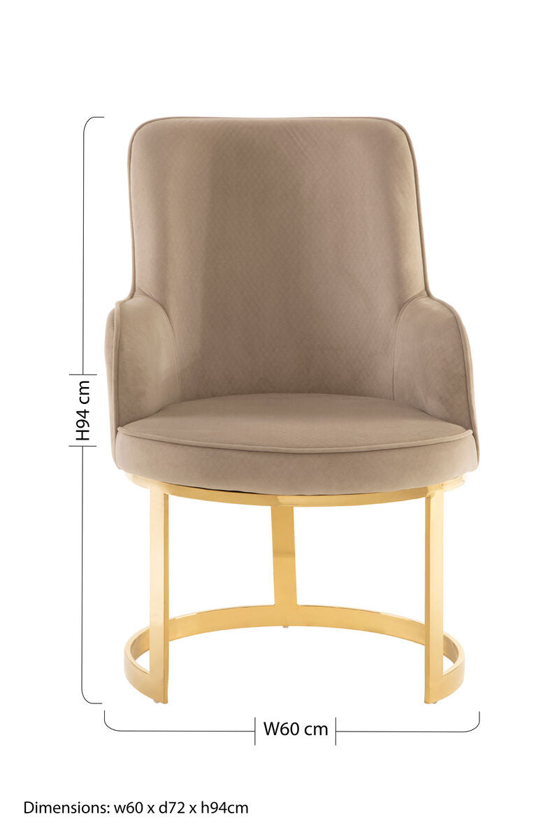 Orsina Eliza Beige Velvet Dining Chair | Modern Upholstered Seating
