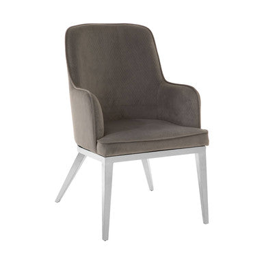 Orsina Eliza Grey Velvet Dining Chair | Modern Silver Finish Legs