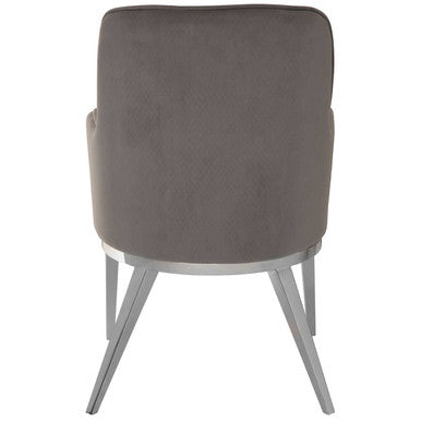 Orsina Eliza Grey Velvet Dining Chair | Modern Silver Finish Legs
