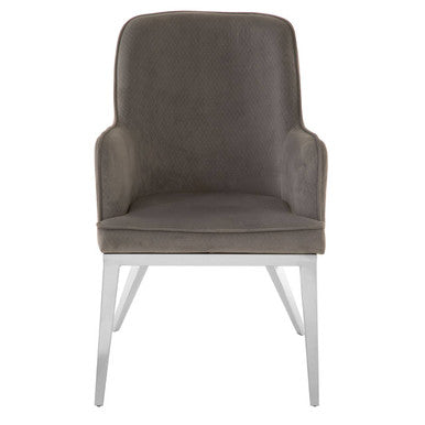 Orsina Eliza Grey Velvet Dining Chair | Modern Silver Finish Legs