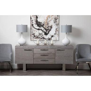 Orsina Eliza Grey Velvet Dining Chair | Modern Silver Finish Legs