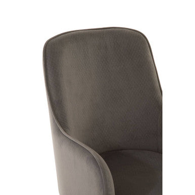 Orsina Eliza Grey Velvet Dining Chair | Modern Silver Finish Legs