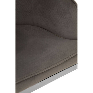 Orsina Eliza Grey Velvet Dining Chair | Modern Silver Finish Legs