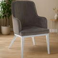 Orsina Eliza Grey Velvet Dining Chair | Modern Silver Finish Legs