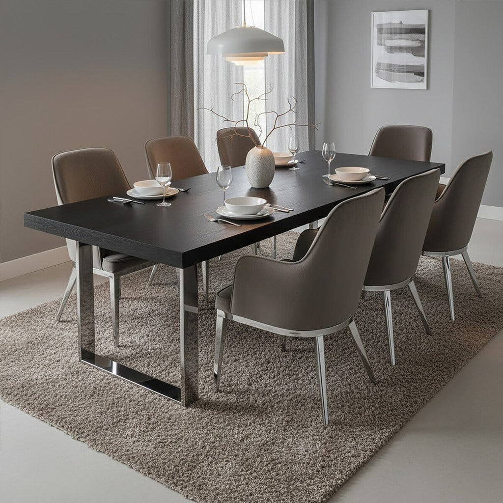Orsina Eliza Grey Velvet Dining Chair | Modern Silver Finish Legs