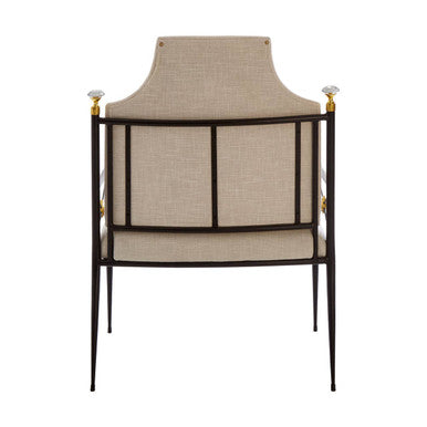 Orsina Monroe High Back Chair – White Linen Tufted Accent Armchair