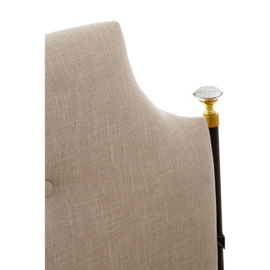 Orsina Monroe High Back Chair – White Linen Tufted Accent Armchair