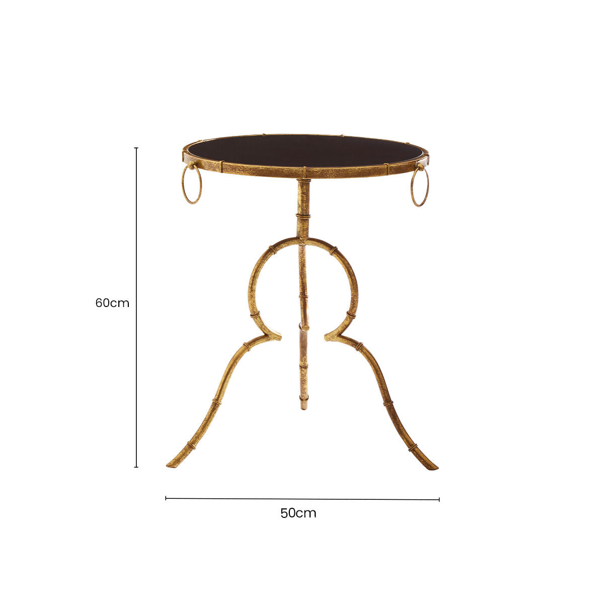 Orsina Monroe Black Glass Accent Table – Gold Quatrefoil Metal Frame