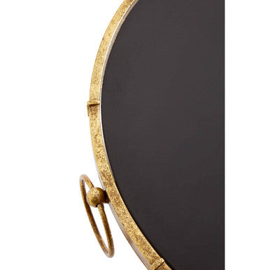 Orsina Monroe Black Glass Accent Table – Gold Quatrefoil Metal Frame
