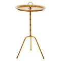 Orsina Monroe Gold Small Accent Table – Bamboo Style Steel Side Table