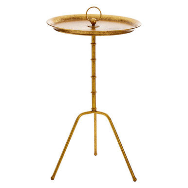 Orsina Monroe Gold Small Accent Table – Bamboo Style Steel Side Table