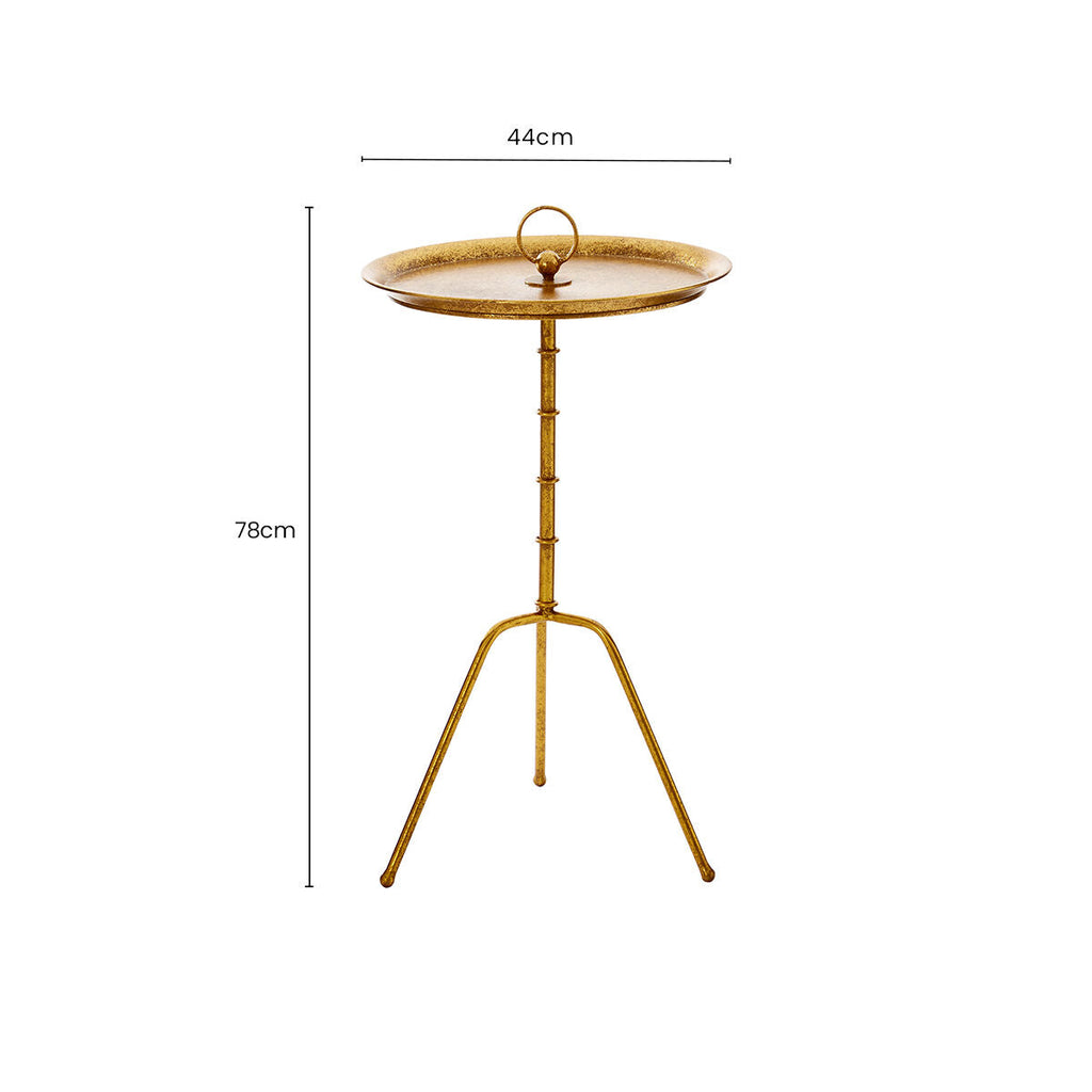 Orsina Monroe Gold Small Accent Table – Bamboo Style Steel Side Table