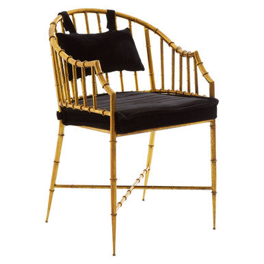 Orsina Monroe Gold Frame Accent Armchair | Black Velvet Seating