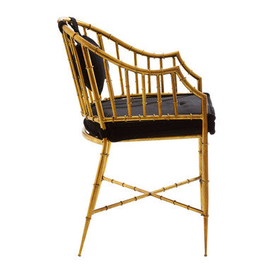 Orsina Monroe Gold Frame Accent Armchair | Black Velvet Seating