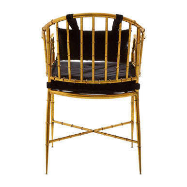 Orsina Monroe Gold Frame Accent Armchair | Black Velvet Seating