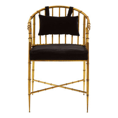 Orsina Monroe Gold Frame Accent Armchair | Black Velvet Seating
