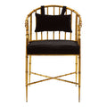 Orsina Monroe Gold Frame Accent Armchair | Black Velvet Seating