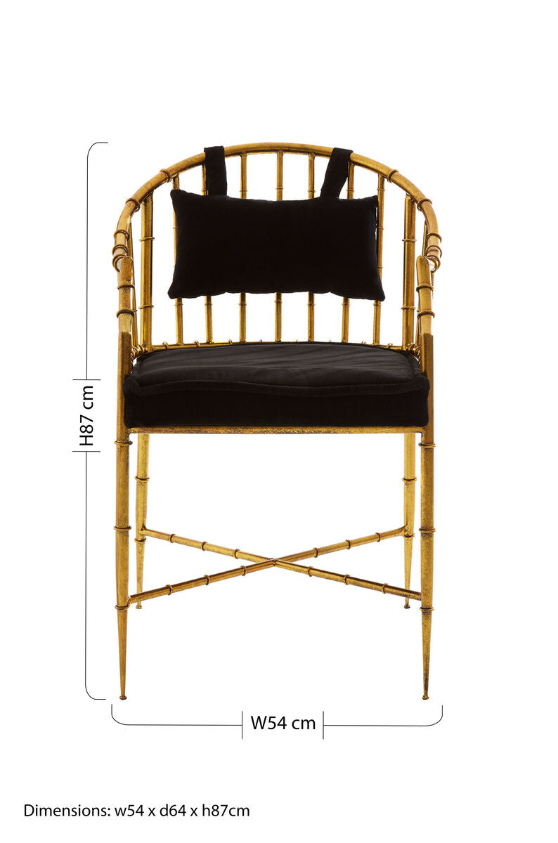 Orsina Monroe Gold Frame Accent Armchair | Black Velvet Seating