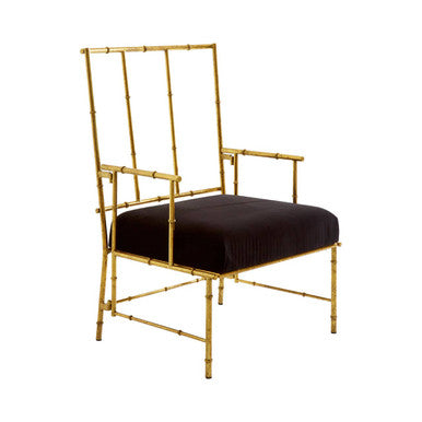 Orsina Monroe Accent Chair | Gold Bamboo Iron Frame & Black Velvet