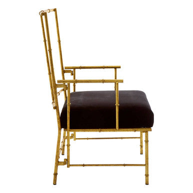 Orsina Monroe Accent Chair | Gold Bamboo Iron Frame & Black Velvet