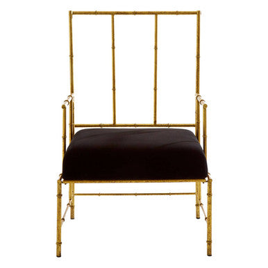 Orsina Monroe Accent Chair | Gold Bamboo Iron Frame & Black Velvet