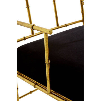 Orsina Monroe Accent Chair | Gold Bamboo Iron Frame & Black Velvet