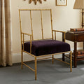 Orsina Monroe Accent Chair | Gold Bamboo Iron Frame & Black Velvet