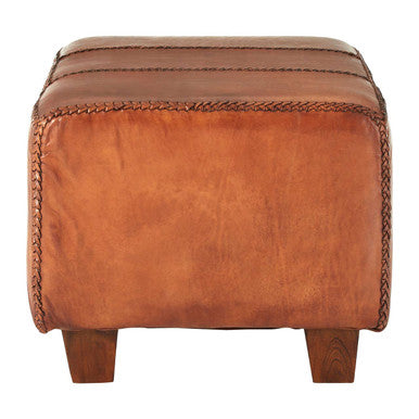 Orsina Inca Leather Bench | Mid-Century Teak Wood Legs - Brown