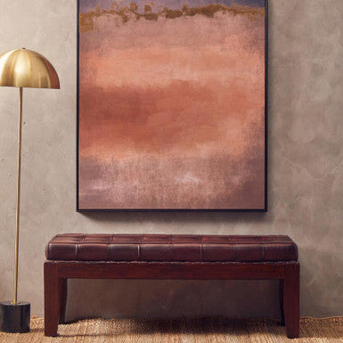 Orsina Inca Antique Brown Leather Bench – Tufted Entryway Seating