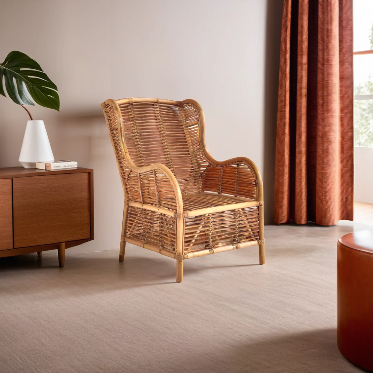 Orsina Manado Grey Natural Kubu Rattan Chair – Handwoven Accent Seating