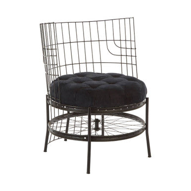Orsina Mantis Black Wheel Design Chair – Industrial Iron Accent Seating