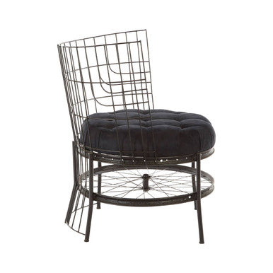 Orsina Mantis Black Wheel Design Chair – Industrial Iron Accent Seating