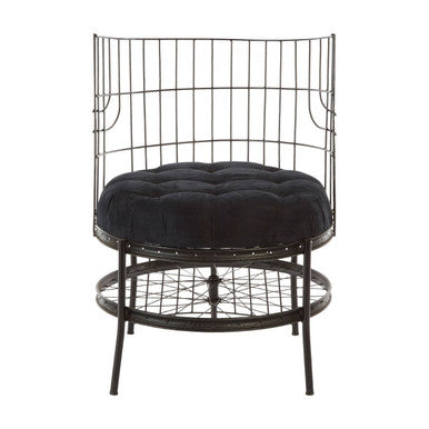 Orsina Mantis Black Wheel Design Chair – Industrial Iron Accent Seating