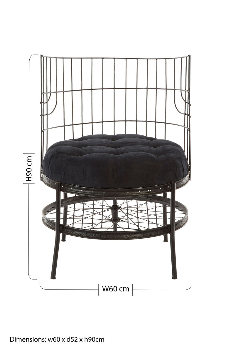 Orsina Mantis Black Wheel Design Chair – Industrial Iron Accent Seating