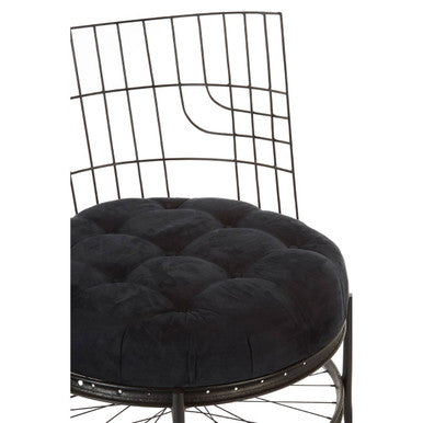 Orsina Mantis Black Wheel Design Chair – Industrial Iron Accent Seating